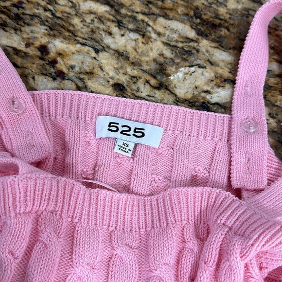 525 America Revolve Cable Knit Cotton Blend Tiny Tank Top In Pink Size XS - Picture 5 of 9